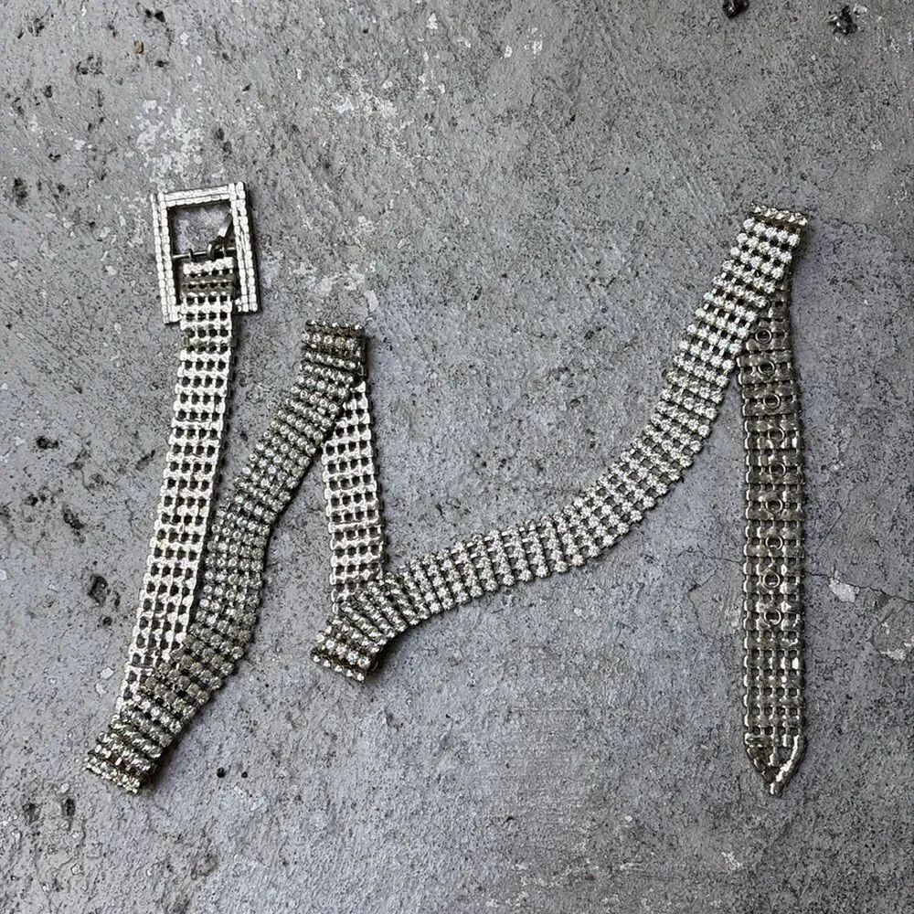 Vintage rhinestone, silver back belt - Picture 2 of 4
